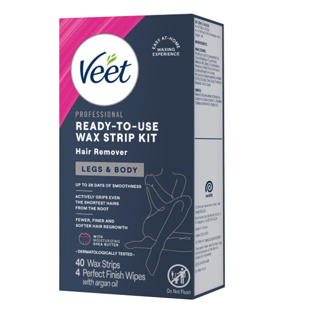 Veet Ready-to-Use Dermatologically Tested 40 Count Hair Remover Wax Strip Kit for Legs & Body (2 Pack) Beauty and Personal Care Veet