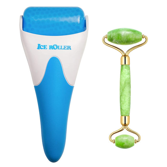 AECW (Jade Roller + Ice Roller) 2 in 1 Ice Roller for Face & Eye Puffiness Relief and Jade Roller for Face Eyes Body Neck Facial Massage Tool Roller Beauty & Personal Care AECW