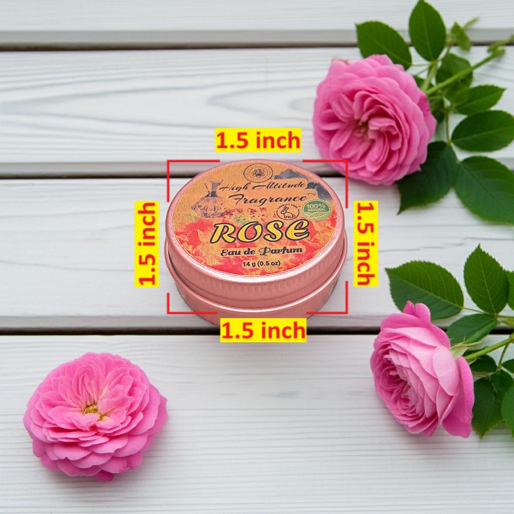 ROSE Perfume - Eau de Parfum - Solid Balm - Natural Essential Oils Aromatherapy Fragrance (Tea Rose, De Mai, Otto, Rosa Damascena, Centifolia Beauty & Personal Care HIGH ALTITUDE ORGANICS