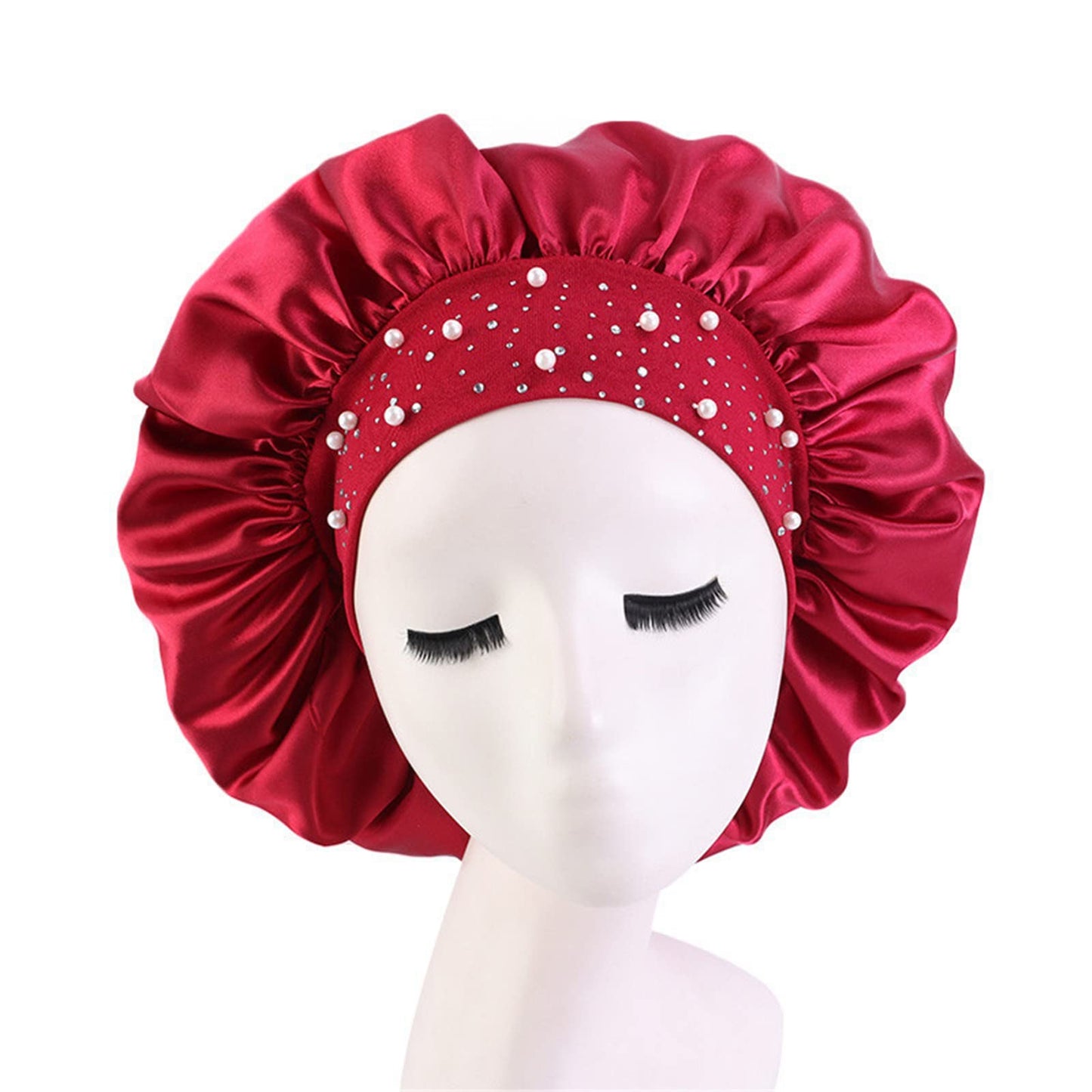 4 Pieces Women's Satin Rhinestone Sleeping Hat Night Sleep Cap Hair Care Salon Makeup Muslim Hijab Head Cover Bonnet Hat Beauty and Personal Care Qianmome