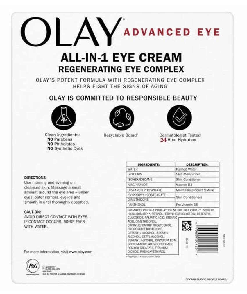 Olay Advanced Eye Cream, 0.5 oz (Pack of 2) (1.0oz) Beauty & Personal Care Olay