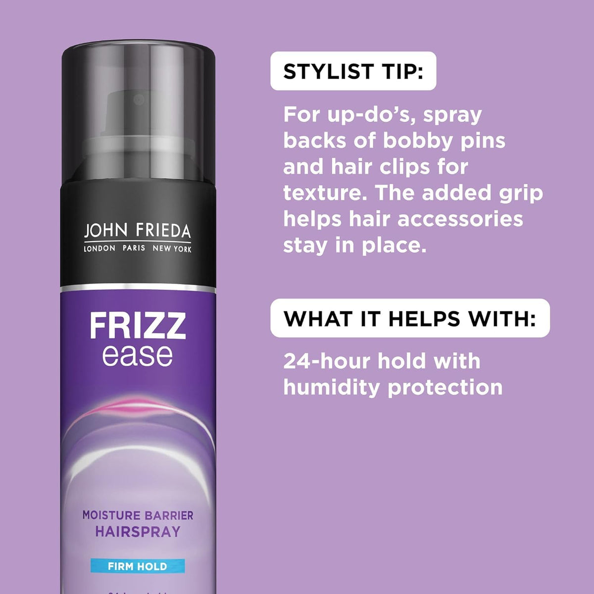 John Frieda Frizz Ease Moisture Barrier Firm Hold Hairspray, Anti Frizz Hairspray 12 Oz (Pack of 2)