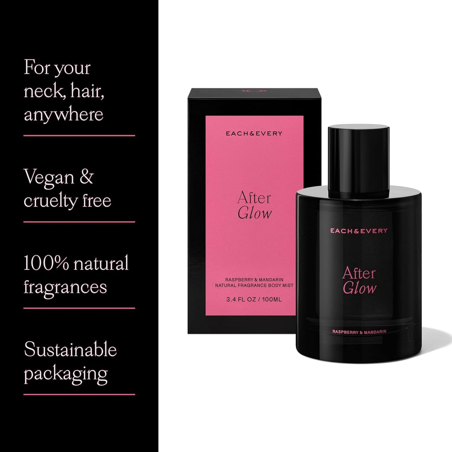 Each & Every Hair & Body Mist - Hair Perfume & Body Spray for Women & Men, 100% Natural Fragrance Rasberry & Mandarain, Resfreshing Bright Sweet Beauty & Personal Care Each & Every