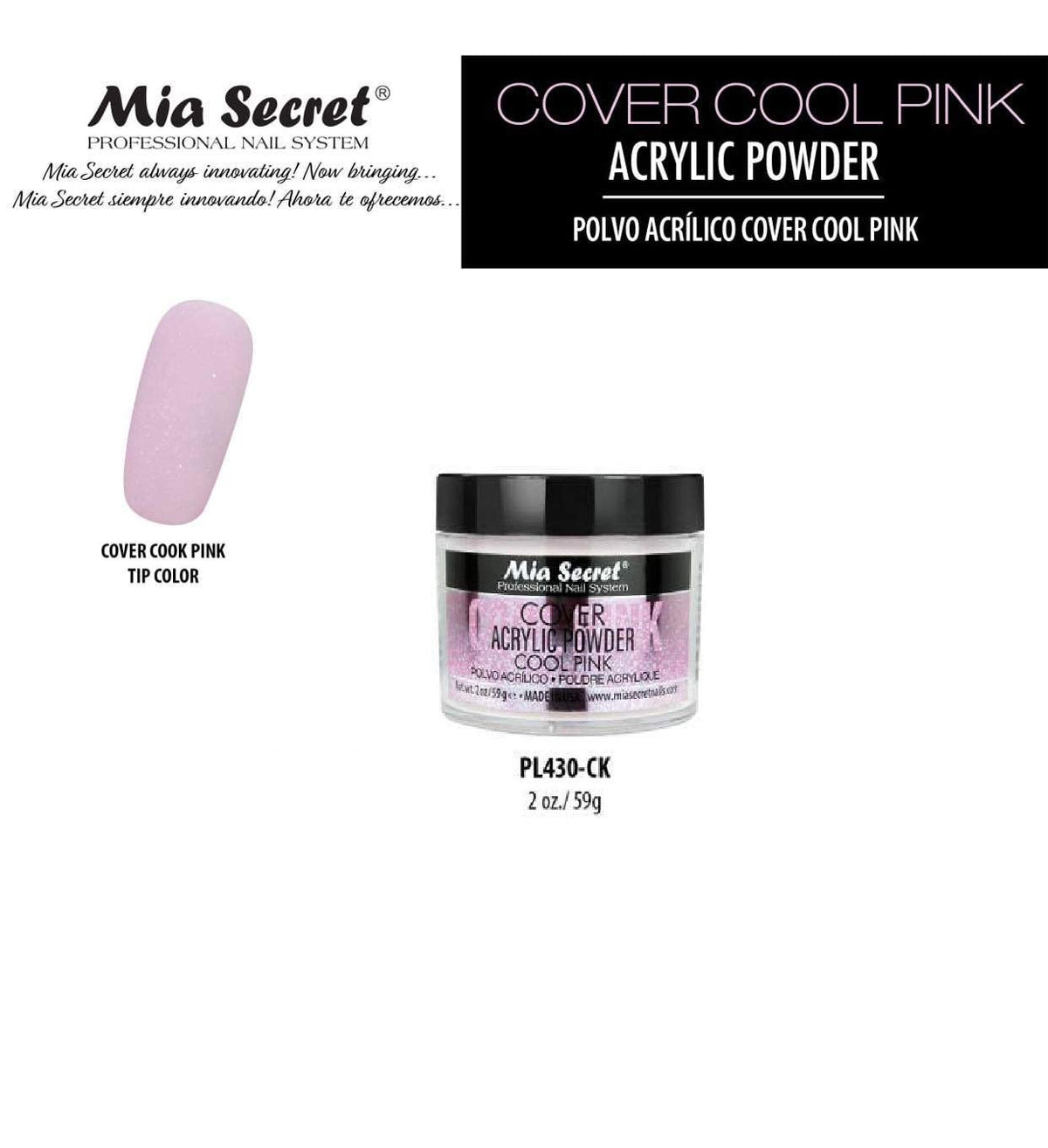 Mia Secret Professional Nail System Cover Acrylic Powder ?? New item 2020 ! (2oz COVER COOL PINK)