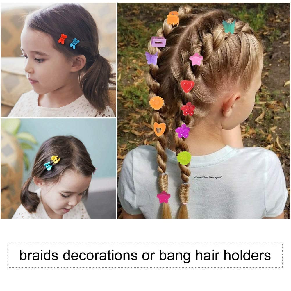 Lawie 90 Pack Small Mini Rainbow Flower Star Heart Butterfly Plastic Hair Claw Clips Jaw Barrettes Grip Clamps Pins Updo Decorative Bun Bangs Braids Beauty & Personal Care Lawie