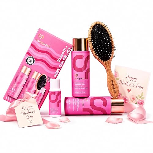 ColorProof Mothers Day Smooth Gift Set Relaxation Gifts For Women Hair Care Complete Set With Shampoo, Conditioner, Overnight Serum & Detangling Brush Beauty & Personal Care ColorProof