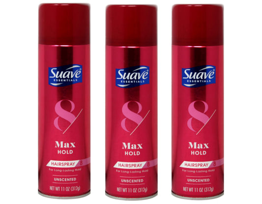 Suave Hairspray Max Hold 8 Unscented 11 Ounce (Pack of 3) Beauty & Personal Care Suave