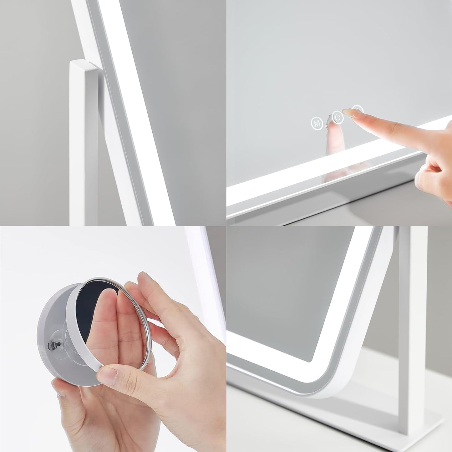 HIEEY Hollywood Makeup Mirror with 12 Dimmable Bulbs Lights, Three Color Lighting Modes, with 4in 20X Magnification Mirror, Smart Touch Control Beauty and Personal Care HIEEY
