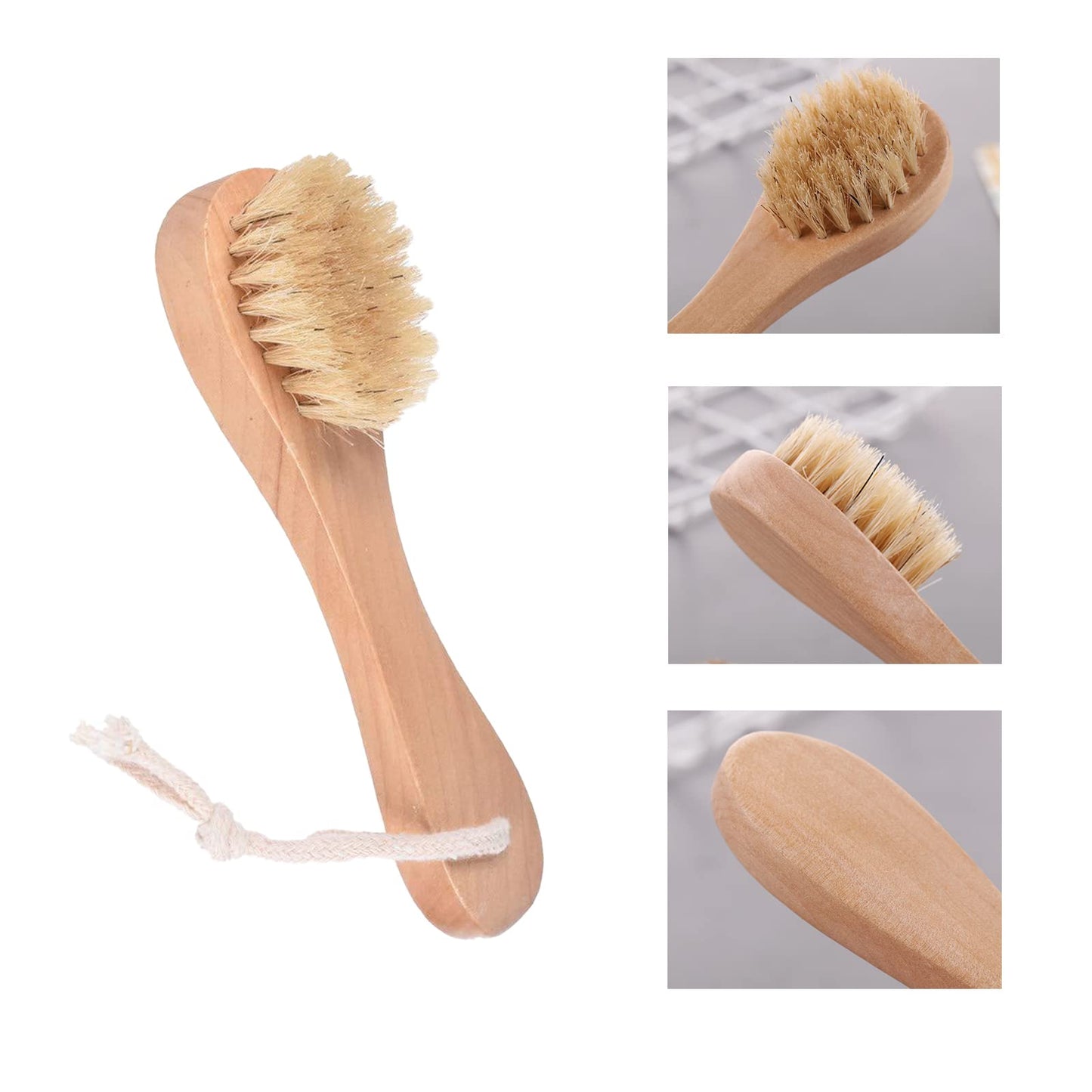 6 Pcs Face Exfoliator Brush Dry Brush Natural Bristles Wooden Face Cleaning Brush, Facial Cleansing Brush Face Wash Scrub Exfoliator Brush for Face Beauty & Personal Care KFZDCG
