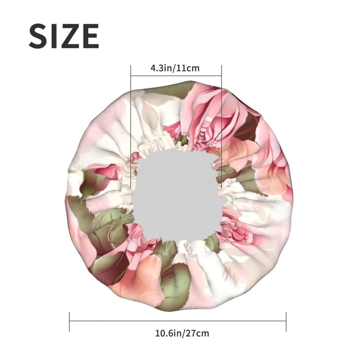 Rose Floral Shower Cap for Women Men Large Reusable Shower Bonnet Double-Layer Waterproof Bath Caps Elastic Band Hair Hat for All Hairstyles Beauty and Personal Care BWLHJKE