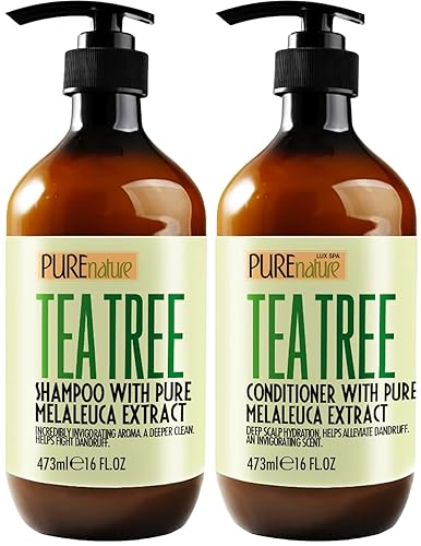 Tea Tree Oil Shampoo and Conditioner Set - Sulfate and Paraben Free Treatment for Oily Hair and to Help Reduce Your Itchy and Dry Scalp - Healthy Anti Beauty & Personal Care PURE NATURE LUX SPA