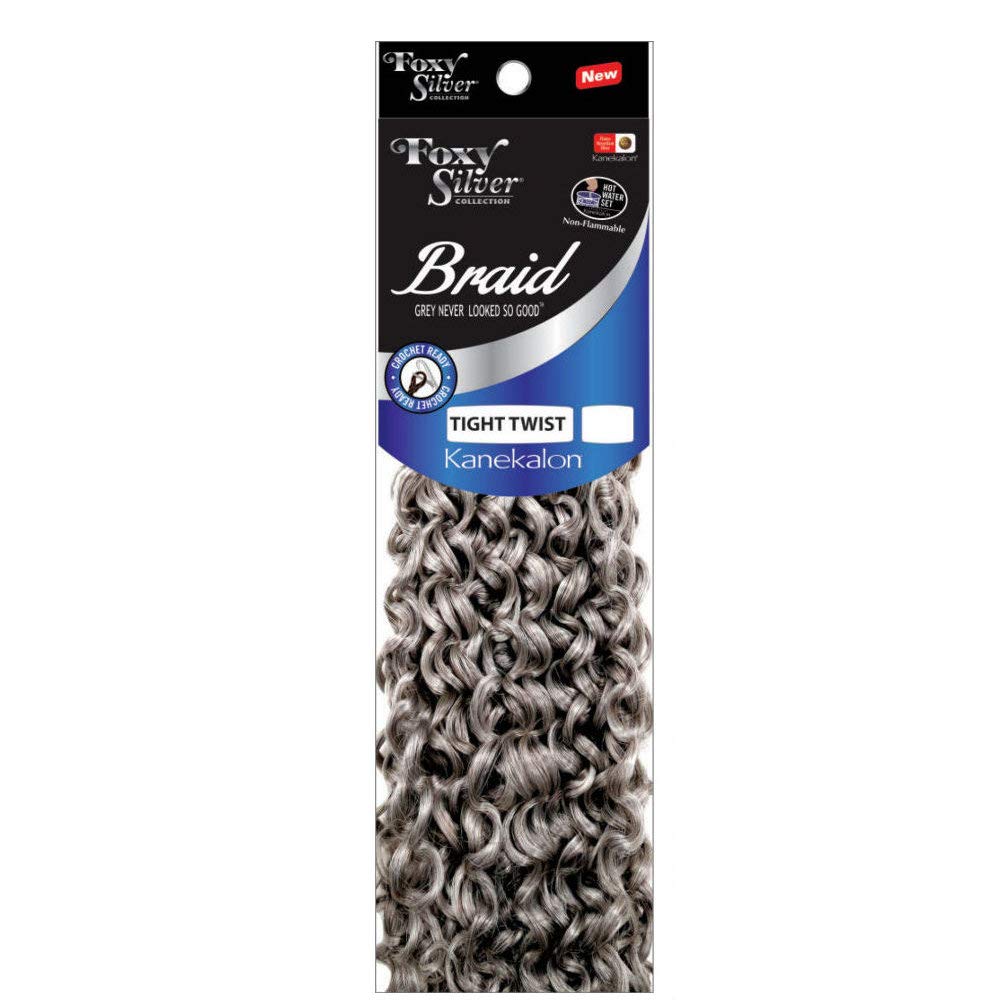Foxy Silver (Foxy Braid - Tight Twist - 24 Strands - 12 Inch - 1 Pack) - Synthetic Crochet Braiding Hair in 44