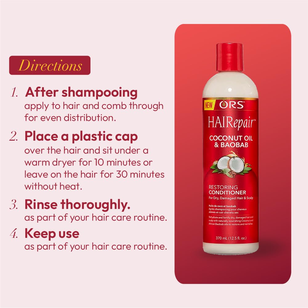 ORS HAIRepair Coconut Oil and Baobab Restoring Conditioner for Dry, Damage Hair & Scalp 12.5 oz