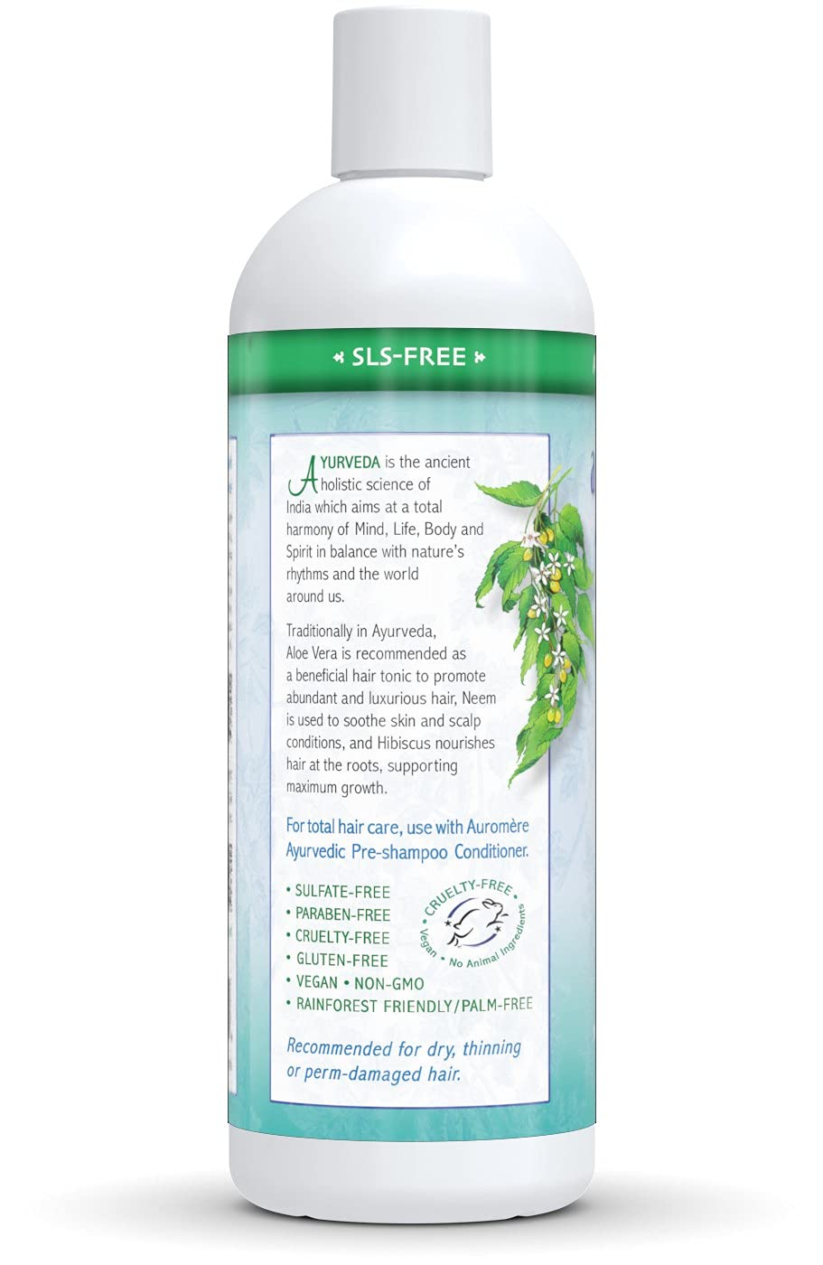Auromere Ayurvedic Shampoo, Aloe Vera Neem - Vegan, Cruelty Free, Non-GMO, Natural, Gluten Free, Sulfate Free, Paraben Free for Dry to Normal Hair (16 Beauty & Personal Care Auromere