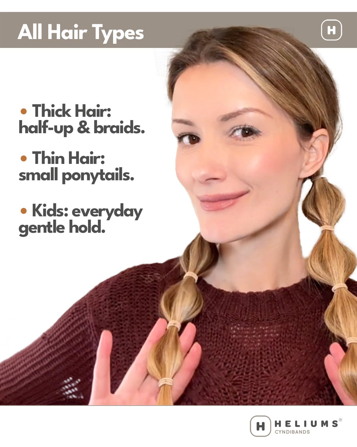 Heliums Small Hair Ties - Ash Blonde - No Damage Mini 1 Inch Reusable 2mm Elastics for Thin Hair and Kids, Neutral Ponytail Holders - 48 Count Beauty and Personal Care Heliums