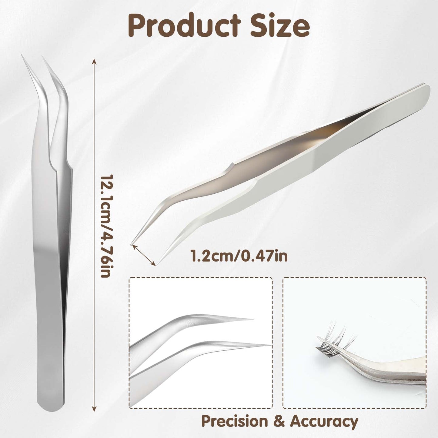 10 PCS Stainless Steel Eyelash Tweezer, Curved Pointed Craft Tweezers for Crafting with Protective Cover Precision Tweezers Set Multipurpose Nail Beauty and Personal Care Styquenzer