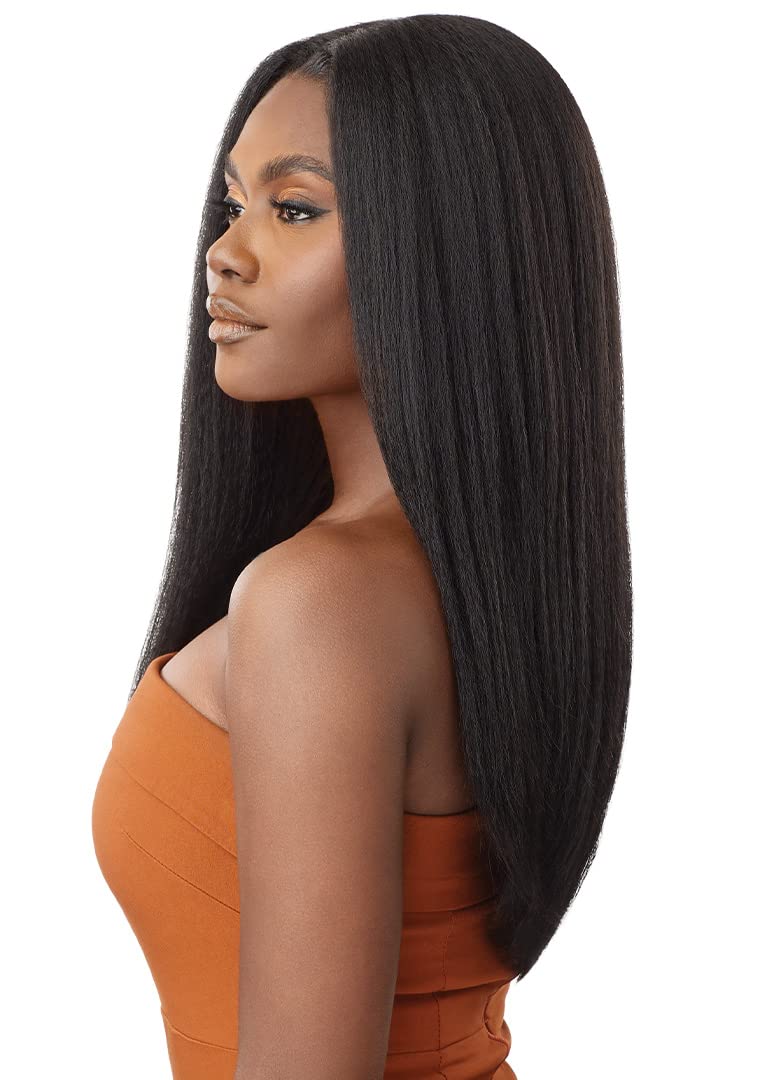 Outre - 5X5 Lace Closure Wig - Human Hair Blend - Kinky Straight 24" (DRFF RED VELVET)