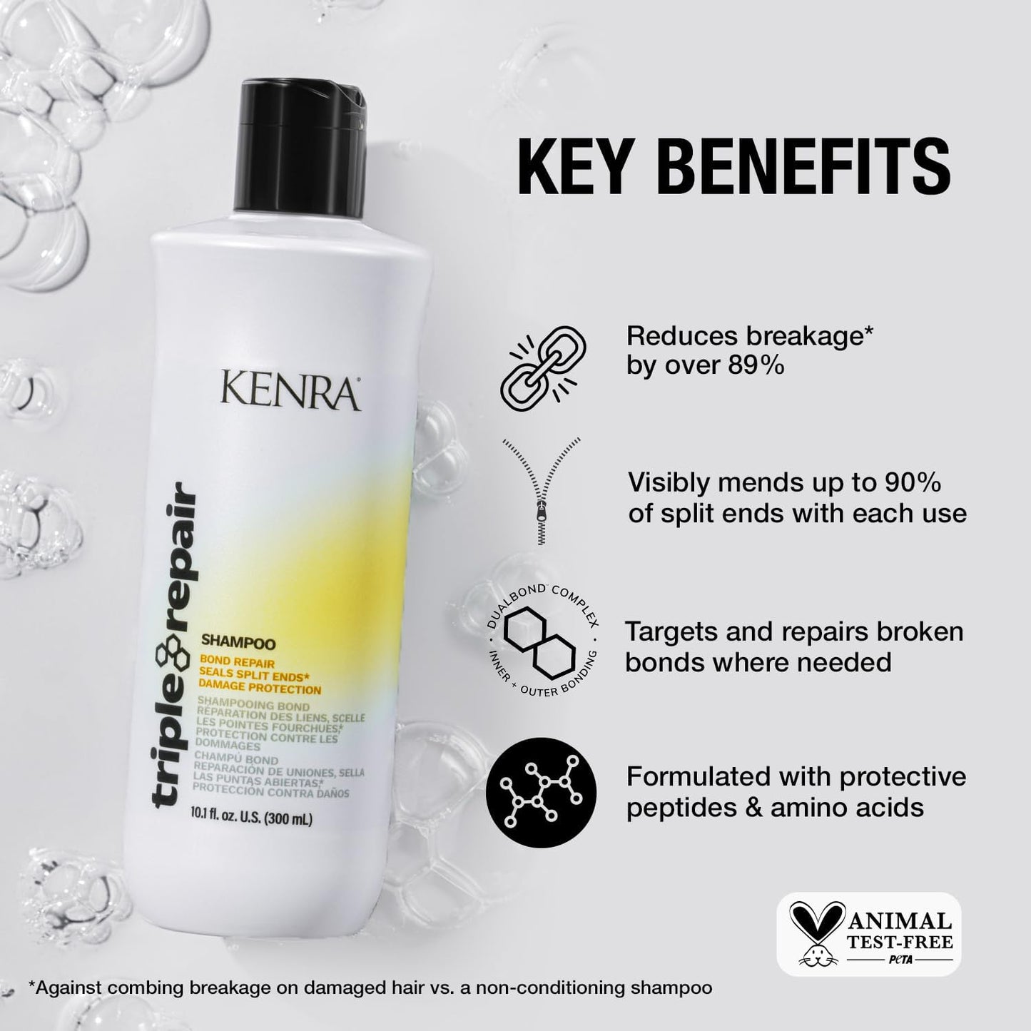Kenra Triple Repair Shampoo/Conditioner Set | Targets & Repairs Weak or Broken Bonds | Split Ends | Damaged Hair | Bond Builder | Sulfate-Free | 10.1 Beauty & Personal Care Kenra