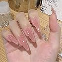 RikView Press on Nails Extra Long Pink Acrylic Nails Coffin Nail Tips Glossy Fake Nails (Pink) Beauty & Personal Care RikView