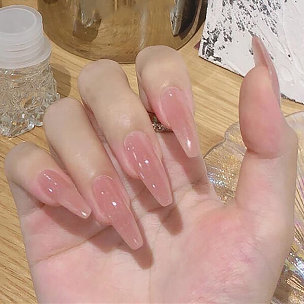RikView Press on Nails Extra Long Pink Acrylic Nails Coffin Nail Tips Glossy Fake Nails (Pink) Beauty & Personal Care RikView