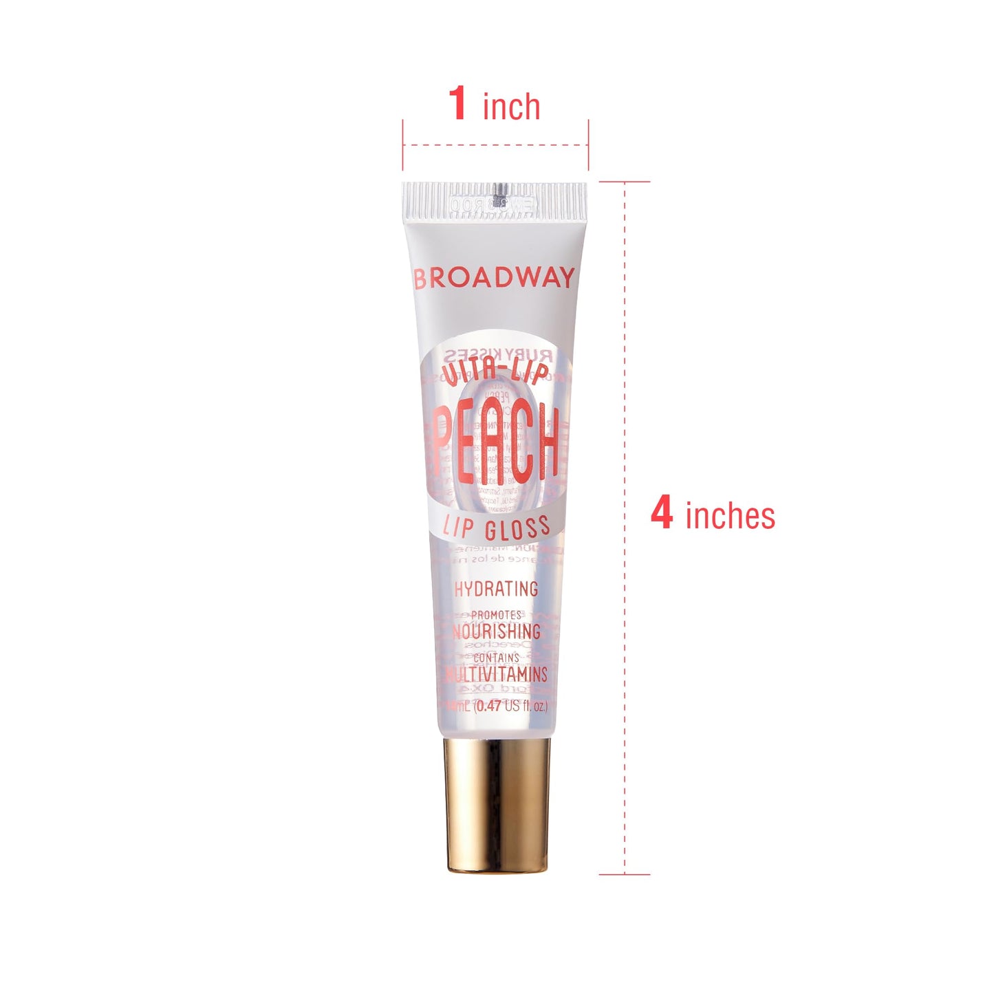 Ruby Kisses Broadway Vita-Lip Clear Lip Gloss (Peach 6 Pack), Ultra-Hydrating & Soothing Formula with Vitamin Oils, High-Shine Non-Sticky Finish Beauty & Personal Care Ruby Kisses