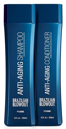 Brazilian Blowout Anti-Aging Shampoo & Conditioner, for Dry Frizzy Hair- Cleanses, Restores Density For Younger-Looking Hair; Sulfate-Free Beauty & Personal Care BRAZILIAN BLOWOUT