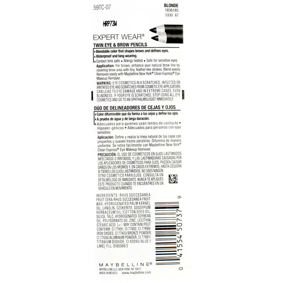 Maybelline Expert Eyes Brow And Eye Pencil, Blonde [107], 0.03 oz ( Pack of 4) Beauty & Personal Care MAYBELLINE