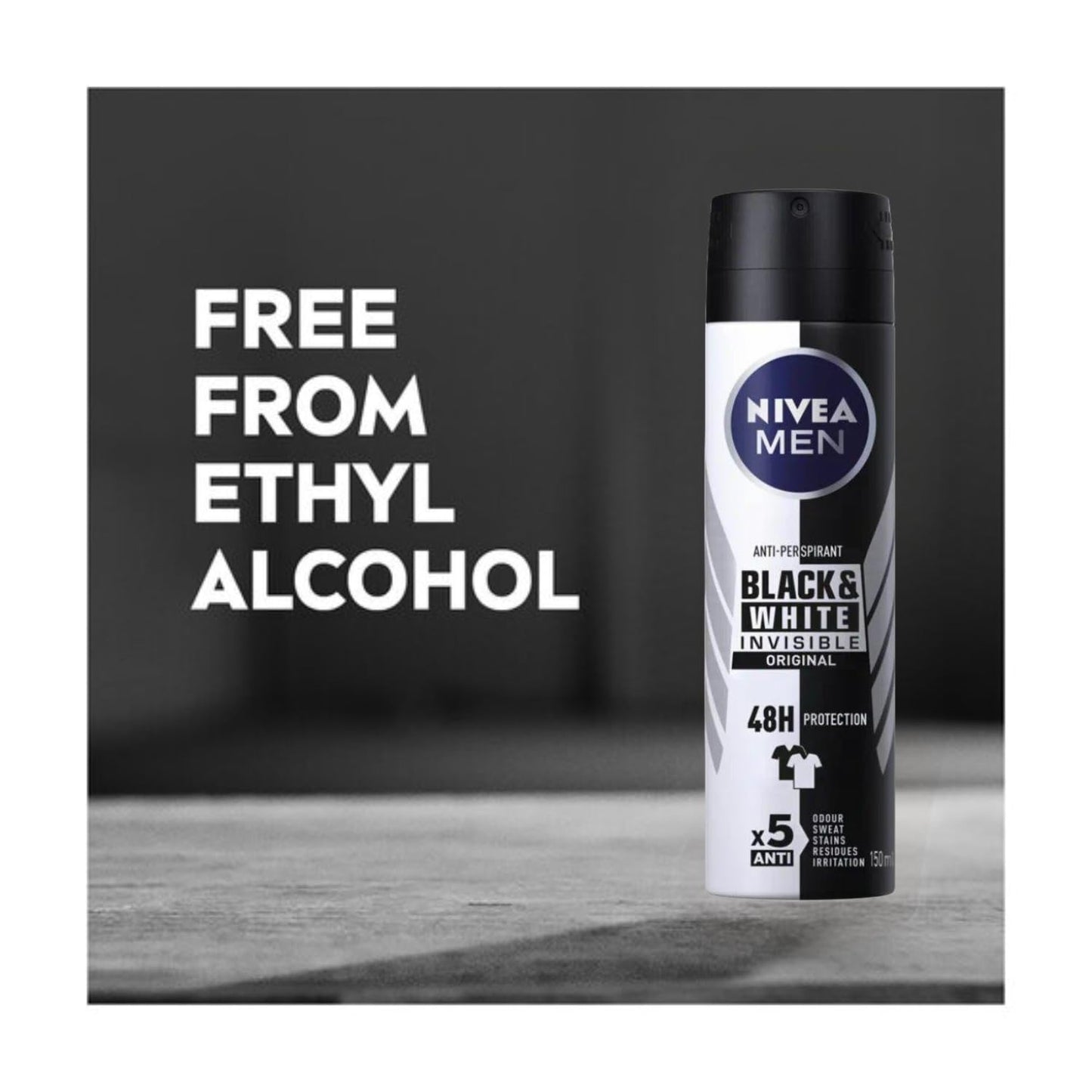 NIVEA Men Invisible for Black & White Original Deodorant Spray 150ml - No White Marks or Yellow Stains - Fresh Scent - Quick-Dry, 2 Packs Beauty and Personal Care NIVEA