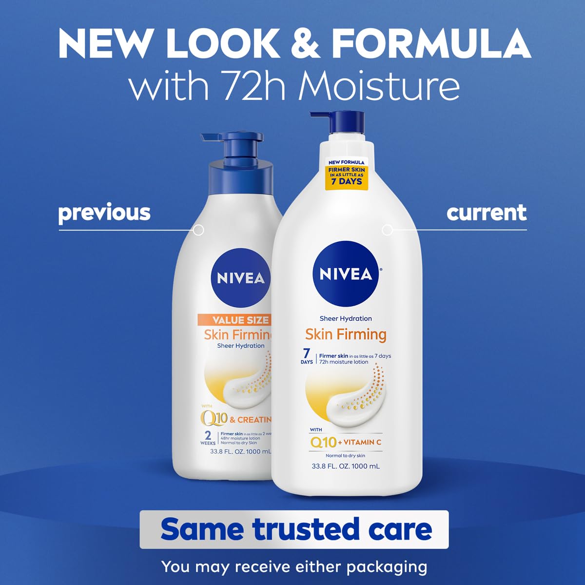 NIVEA Sheer Hydration Skin Firming Body Lotion with Q10 and Vitamin C, 72-Hour Body Moisturizer for Normal to Dry Skin, 33.8 Fl Oz Value Size Pump Beauty & Personal Care NIVEA
