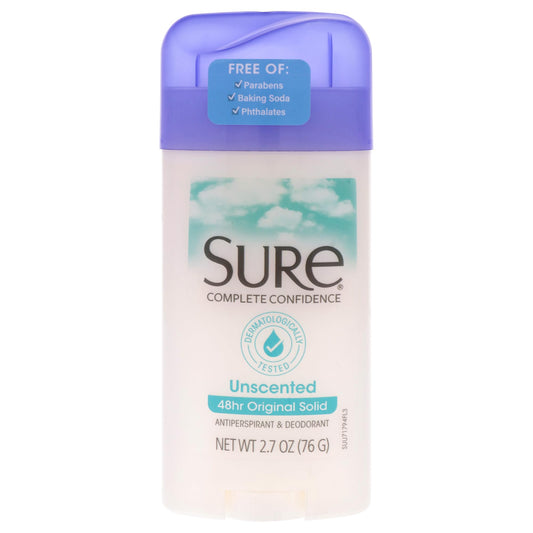 Sure Original Solid Unscented, Anti-Perspirant Deodorant 2.70 oz- Packaging may vary Beauty and Personal Care Sure