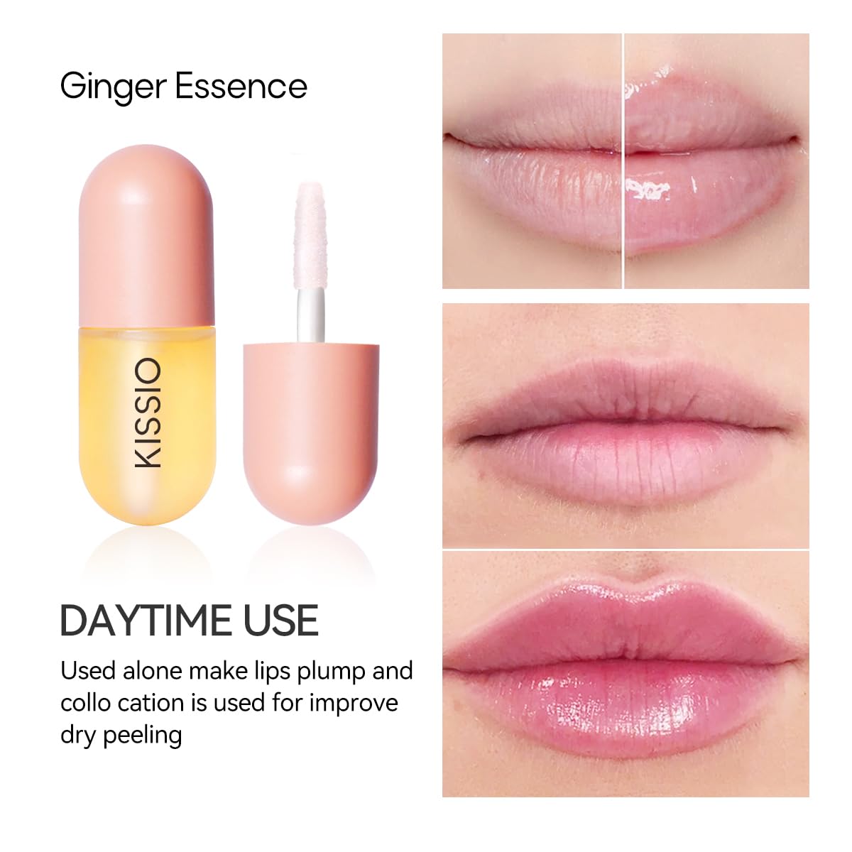 KISSIO Natural Lip Plumper Set, Lip Care, Lip Moisturizing Gloss, Day & Night Use Set (2PCS) Beauty and Personal Care KISSIO