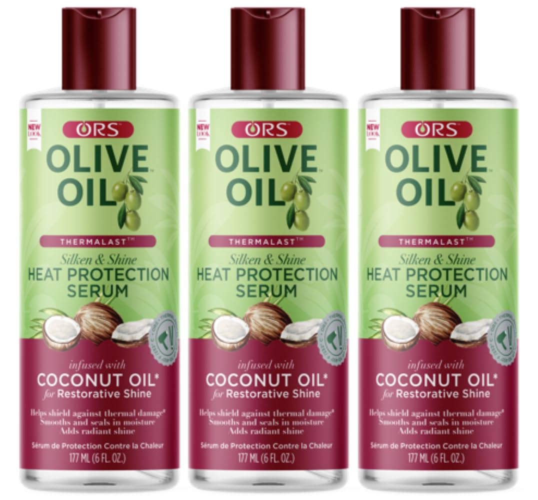 ORS Olive Oil Heat Protection Hair Serum with Coconut Oil for Restorative Shine 6.0 Ounce (Pack of 3) Beauty & Personal Care ORS