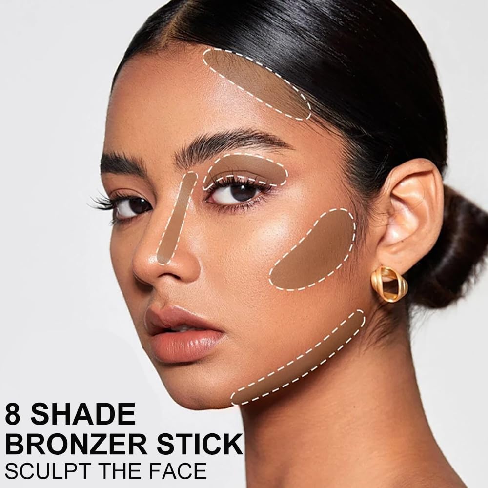 Cream Bronzer Stick, Multi-use Contour Stick for Face Shaping, Matte Finish Beauty Wand for Sculpt the Face, Easy to Apply, Longwear, Waterproof Beauty & Personal Care Lezero