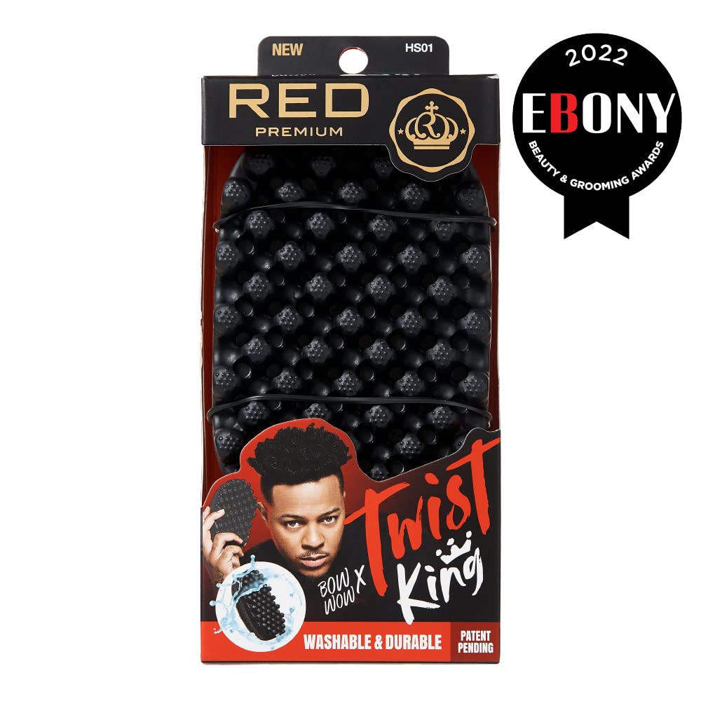 Red by Kiss Bowwow Twist King Premium Luxury Twist Styler Comb Brush, Durable Washable Alternative for Sponge for Barbers and Daily Use, Ideal Beauty and Personal Care Red by Kiss