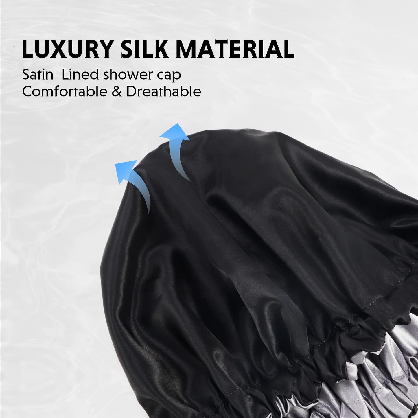 Shower cap for women,Luxury Silk Lined Shower Cap, Machine Washable, Adjustable Size & Reusable,Large Satin Shower Cap for all hair-gray Beauty & Personal Care Amamba