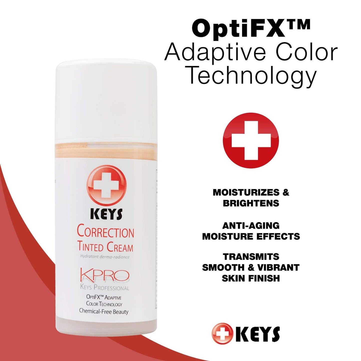 Keys Care KPRO Hydrating Tinted Correction Cream with OptiFX Adaptive Color Technology | Moisturize, Smooth, and Fill Fine Lines| 100% All-Natural Beauty & Personal Care Keys