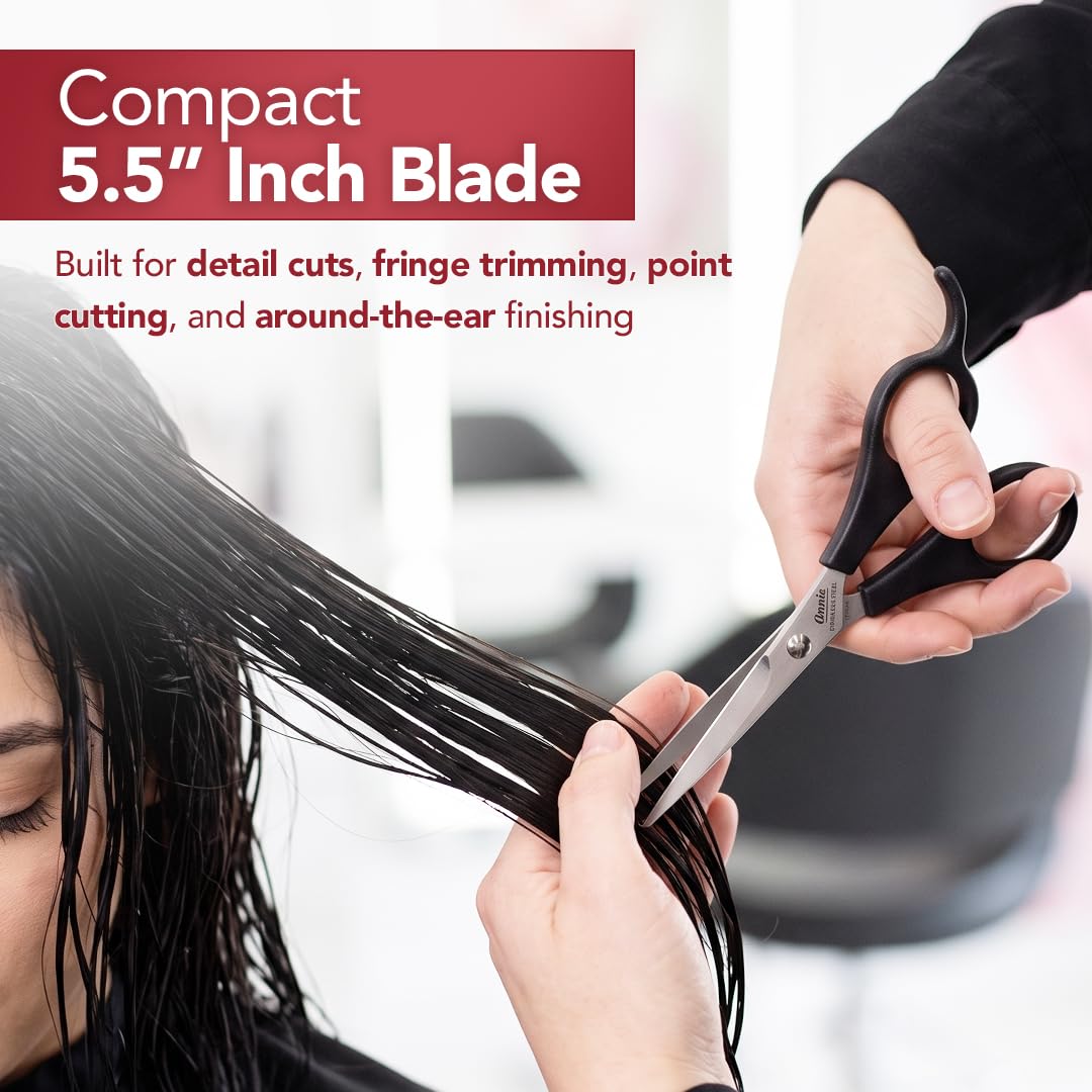 Annie Professional Stainless Steel Hair Cutting Shears - 5.5 Inch Sharp Barber Scissors for Men Women & Kids - Ergonomic Salon Hairdressing Scissors