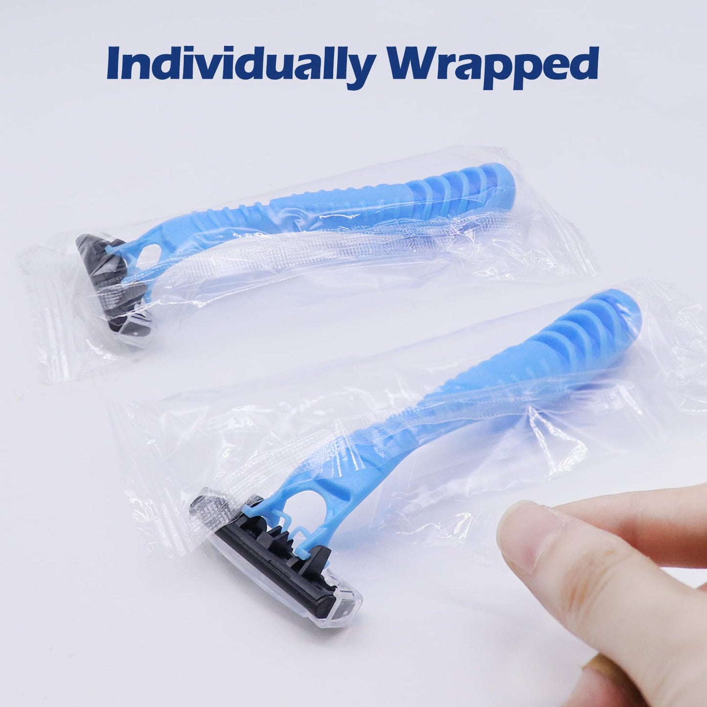 3 Blade Disposable Razors,Three Triple Stainless Steel Blade Individually Wrapped Razors Bulk,Manual Washable Razor with Clear Safety Cap Beauty and Personal Care Ttarxug