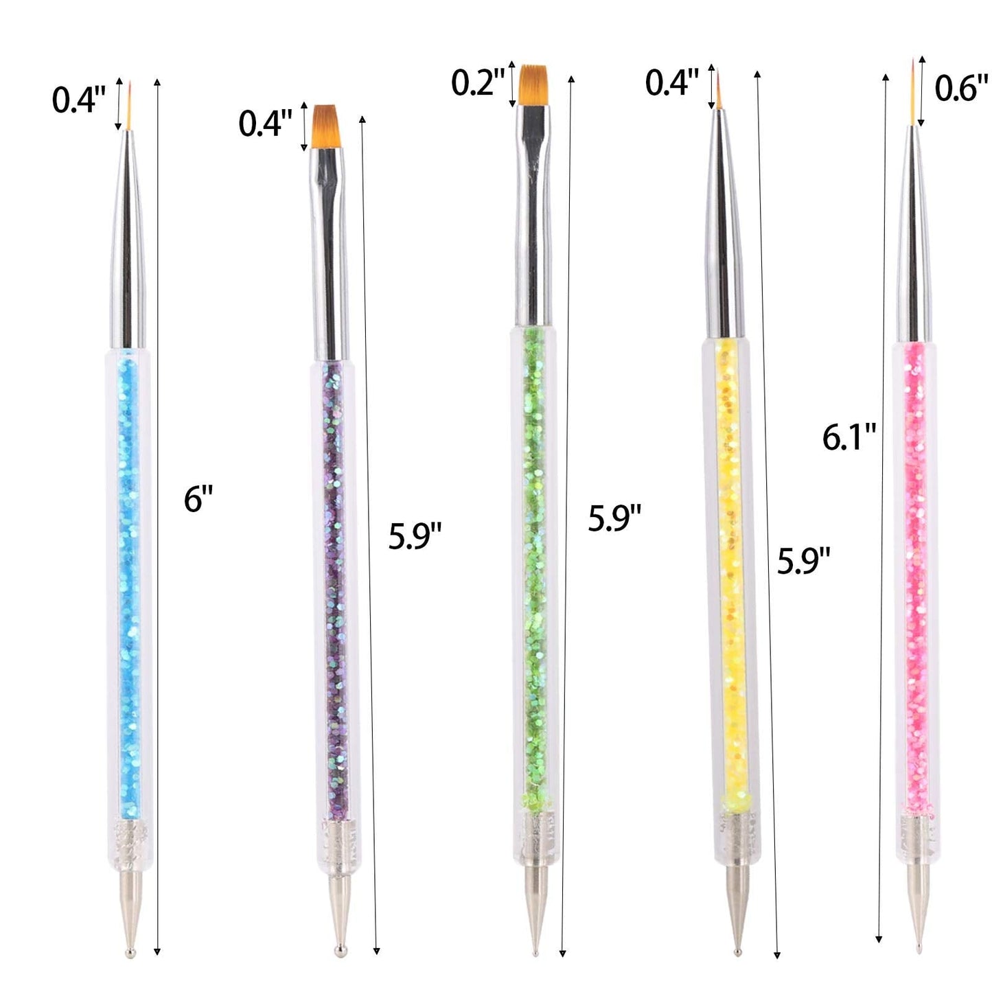 Nail Art Brushes 5 Pcs Double Ended Fine Nail Liner Brush Dotting Pen Nail Gel Polish Detail Drawing Tools Beauty & Personal Care Beauty Max