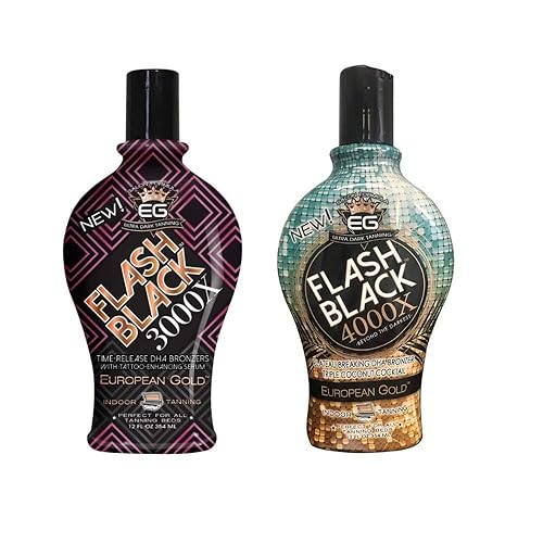 Bundle Set of 2: European Gold Flash Black 3000X Indoor Tanning Lotion with Time-Release DHA Bronzers, 12 oz and European Gold Flash Black 4000X Beauty & Personal Care hephboard