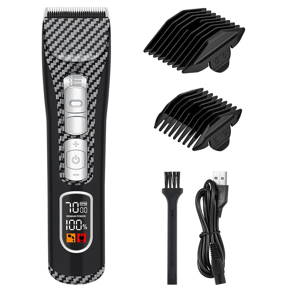 GLESVOWIO Hair Clippers for Men Professional and Trimmers Set with LED Display 2 Guide Combs Cordless Beard Trimmer Rechargeable Electric Shaver Beauty and Personal Care GLESVOWIO