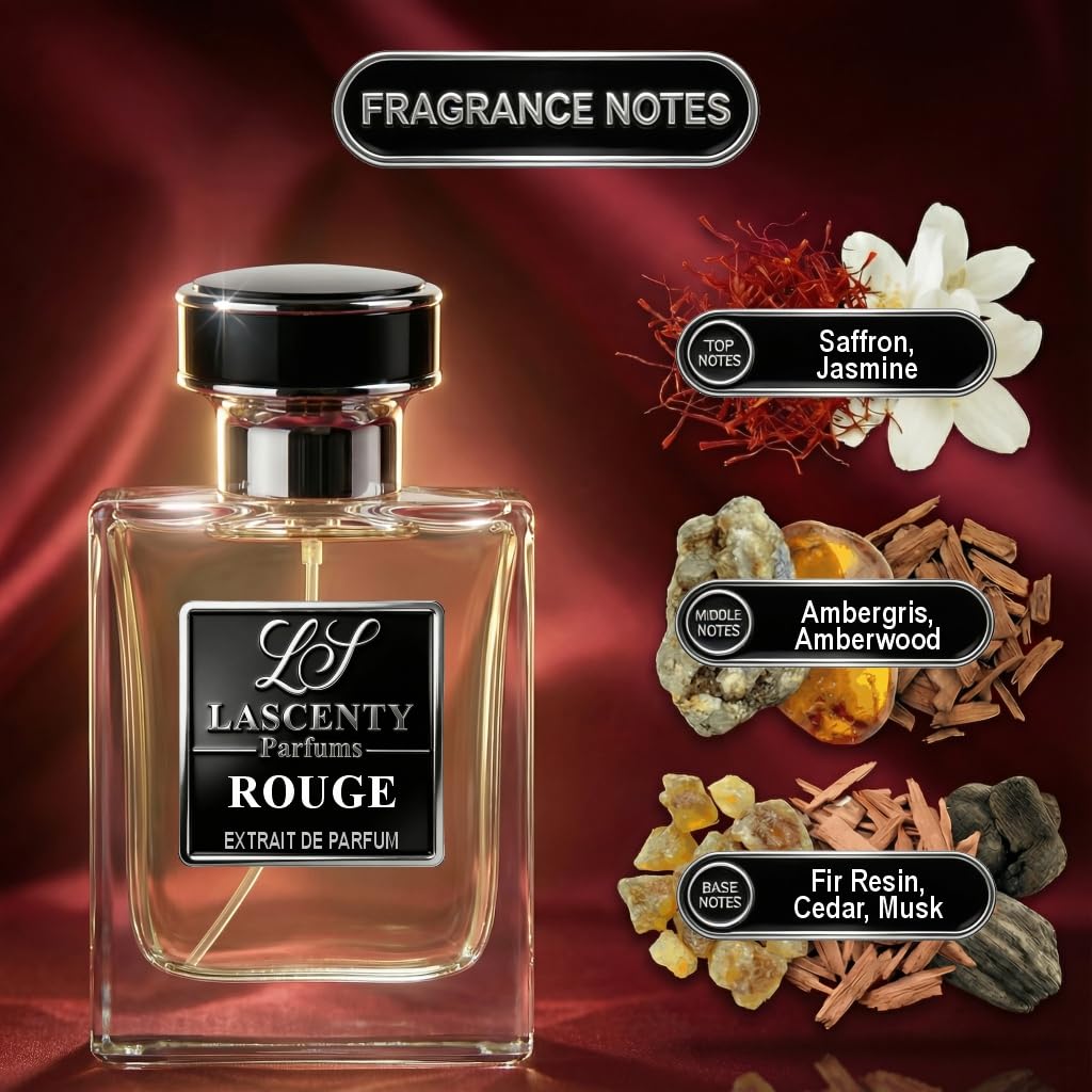LaScenty ROUGE Inspired by B.accarat R.ouge 54O, Amber Woody Saffron Perfume and Cologne for Men and Women, Long Lasting Intense Fragrance with Strong Beauty & Personal Care LaScenty