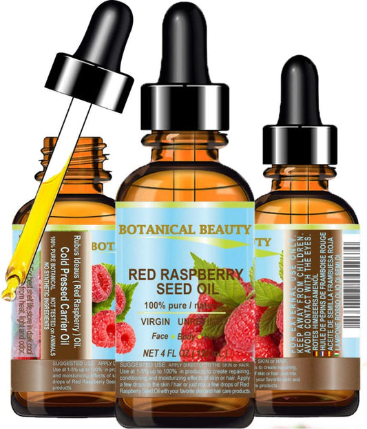 Botanical Beauty RED RASPBERRY SEED OIL 100% Pure Natural Virgin Unrefined Undiluted Cold Pressed Carrier Oil for Face, Skin, Hair, Body, Nails. Rich Beauty & Personal Care Botanical Beauty