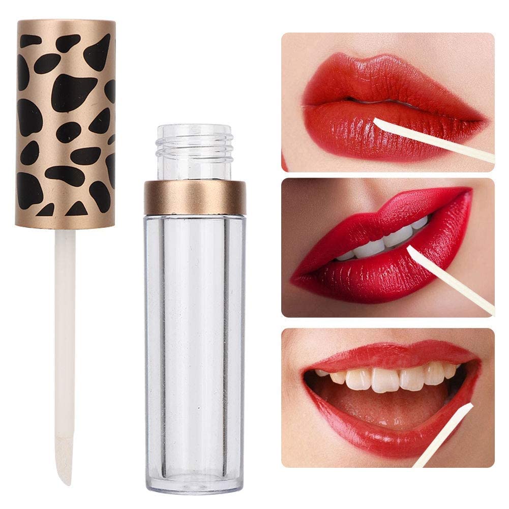 Qiterr 10PCS Empty Lip Gloss Tubes with Wand, Refillable Lip Gloss Containers, DIY Empty Lip Balm Tubes, Makeup Tool (5ML/PC Leopard Print Gold Ring) Beauty & Personal Care Qiterr