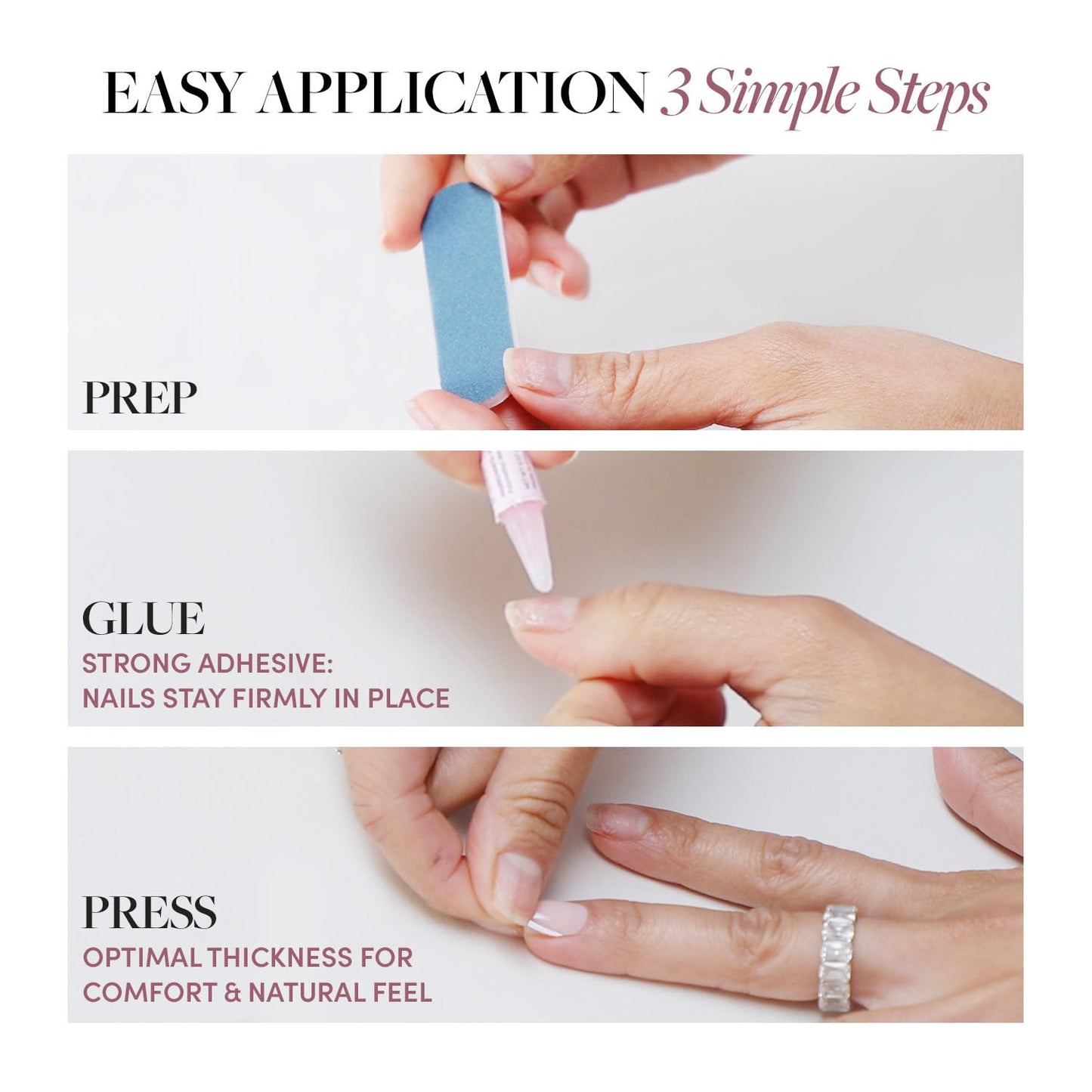 Glamnetic Press On Nails - Pure Intentions | Glossy, Semi-Transparent, Short Round Nails, Salon Quality | 12 Sizes - 30 Nail Kit with Glue Beauty & Personal Care Glamnetic