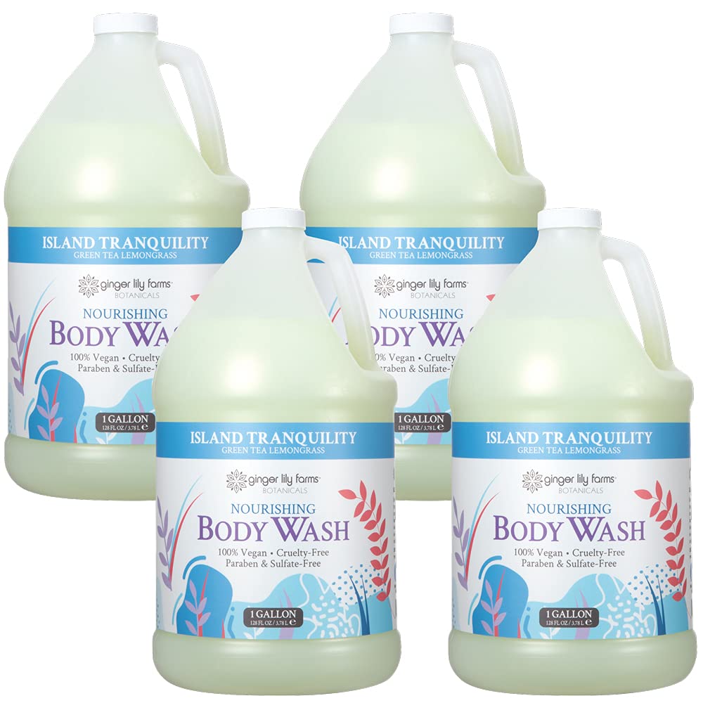 Ginger Lily Farms Botanicals Nourishing Body Wash, Island Tranquility, 100% Vegan & Cruelty-Free, Green Tea Lemongrass Scent, 1 Gallon Refill (Pack Beauty & Personal Care Ginger Lily Farms