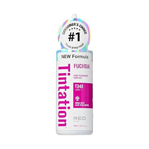 Red by Kiss Tintation Semi-Permanent Hair Color, Aloe Vera Water Based, Argan Oil, Olive Oil, Collagen & Keratin, Long-Lasting Color Dye (Fuchsia, 5 Beauty & Personal Care Red By Kiss