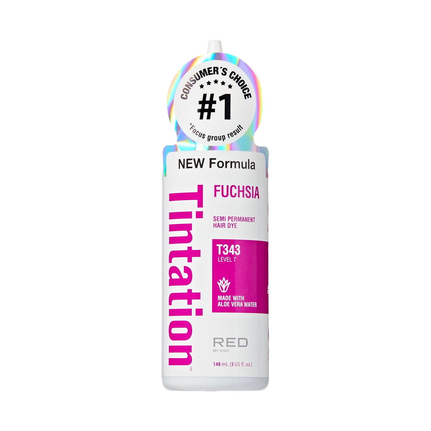 Red by Kiss Tintation Semi-Permanent Hair Color, Aloe Vera Water Based, Argan Oil, Olive Oil, Collagen & Keratin, Long-Lasting Color Dye (Fuchsia, 5 Beauty & Personal Care Red By Kiss
