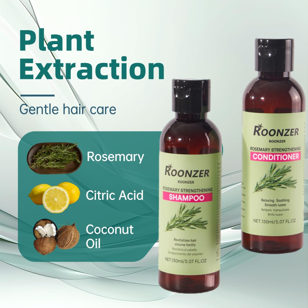 ROONZER Rosemary Infused Shampoo & Conditioner Set | Deep Cleanser + Intense Hydration | Strengthening Formula for All Hair Types & Nourishing 150ML Beauty & Personal Care ROONZER