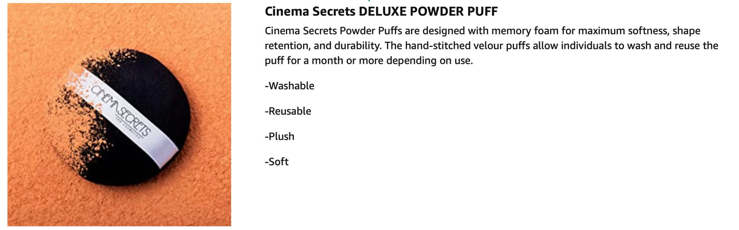 Cinema Secrets Deluxe Powder Puff With Strap, Black, 2 Count Beauty & Personal Care CINEMA SECRETS